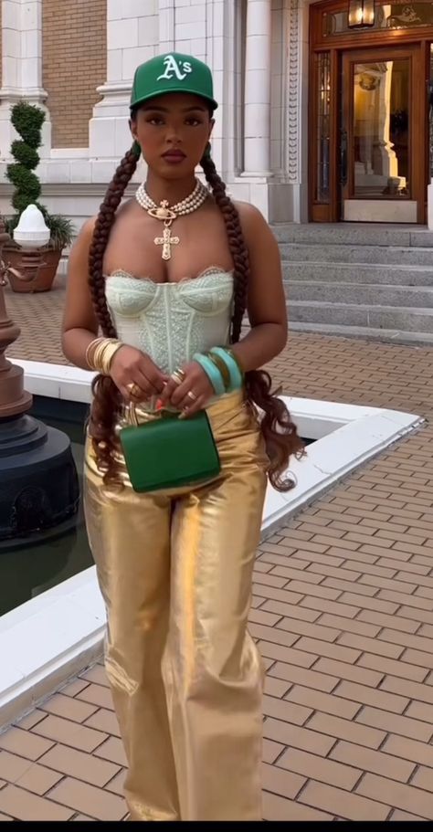 Green Outfit Ideas Black Women, Green And Yellow Outfit Ideas, South African Outfits, Gold Outfit Black Women, Birthday Outfits Ideas For Women, Green And Gold Outfit, Day Party Outfit, Birthday Looks Black Women, Black Festival Outfit