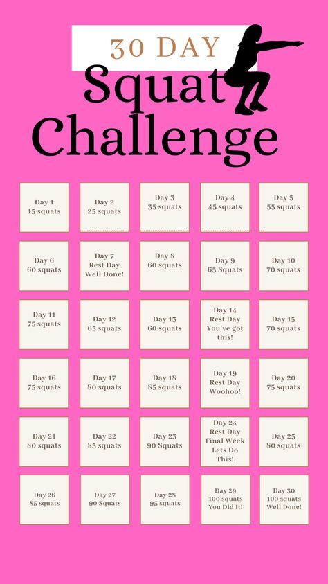 30 Day Squat Challenge 31 Day Workout Challenge Beginner, Work Out Challenge 30 Day Beginner, 30days Challenge Workout, 28 Day Squat Challenge, 21 Day Squat Challenge, Daily Squat Challenge, 100 Day Squat Challenge, 30 Days Fitness Challenge, 30 Day Squat Challenge For Beginners