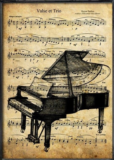 Drawings On Music Sheets, Musical Notes Aesthetic, Piano Poster, Music Sheet Paper, Piano Art, Sheet Music Art, Solfege, Art Christmas Gifts, Music Collage