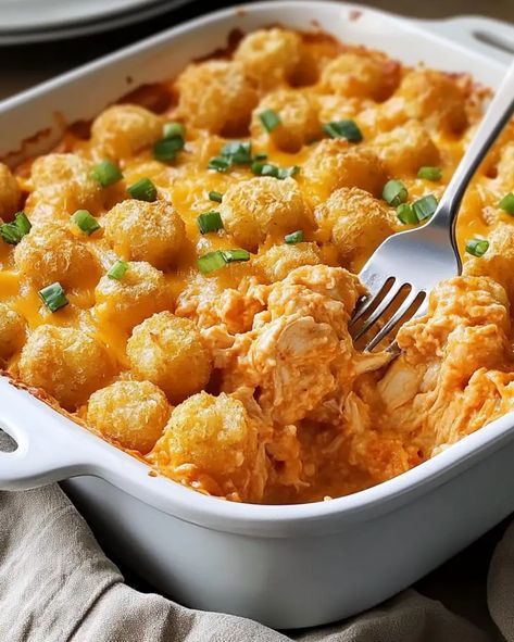 If you love the bold flavor of buffalo wings but want a dish that’s hearty and comforting, look no further than this Buffalo Chicken Tater Tot Casserole. Combining tender shredded ... Read more Tater Tot Buffalo Chicken Casserole, Buffalo Chicken Hashbrown Casserole, Tator Tot Buffalo Chicken Casserole, Buffalo Tater Tot Casserole, Buffalo Chicken Tater Tots, Buffalo Chicken And Potato Casserole, Buffalo Chicken Casserole Recipes, Buffalo Chicken Tots, Buffalo Chicken Tater Tot Casserole