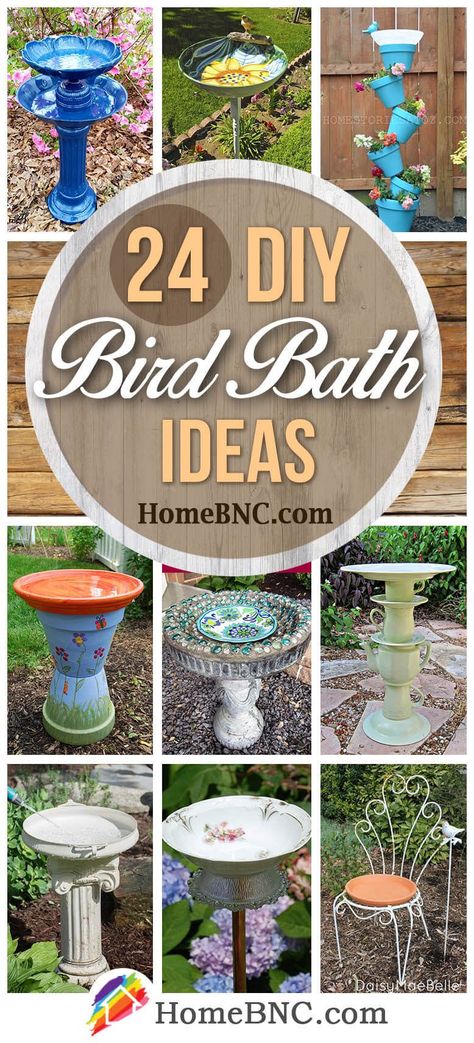 DIY Bird Bath Ideas - Songbirds are attracted to yards where fresh water is available. Make an inviting bath for your favorite birds and watch their numbers grow day by day. To make a DIY bird bath, all you need are a few simple materials and some creativity. Diy Bird Bath Ideas, Make A Bird Bath, Raised Bed Vegetable Garden Layout, Bird Bath Ideas, Raised Garden Beds Diy Vegetables, Make A Bird, Bird Bath Bowl, Indoor Water Garden, Bird House Feeder