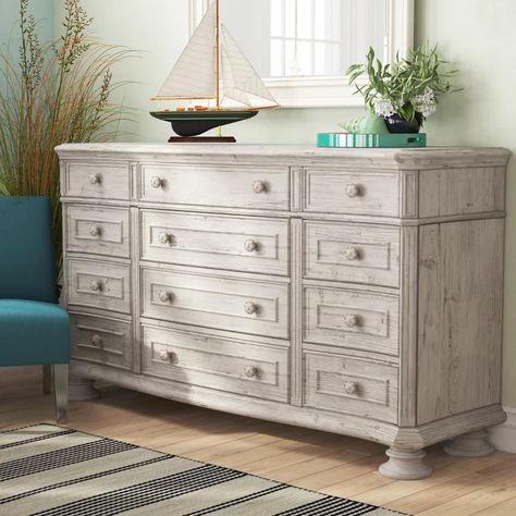 One Allium Way® Piland 12 - Drawer Dresser & Reviews | Wayfair 12 Drawer Dresser, Soothing Bedroom, Dresser Wood, Sleigh Bedroom Set, Standard Bed, Padded Headboard, Bedroom Dressers, Dressers And Chests, Adjustable Beds