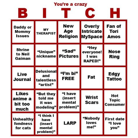 Crazy Bitch Bingo Outfit Kinks Chart Bingo, Oc Bingo, Crush Bingo, Bottom Bingo, Top Bingo, Loser Bingo, Kin Bingo Template, Red Flag Bingo, Random Bingo