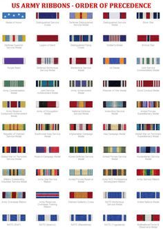 USAF AIR FORCE ARMY NAVY MARINES Military Ribbons Chart Us Military Medals, Ribbon Template, Army Ribbons, Army Medals, Air Force Army, Military Ribbons, Military Awards, Army Ranks, Military Ranks