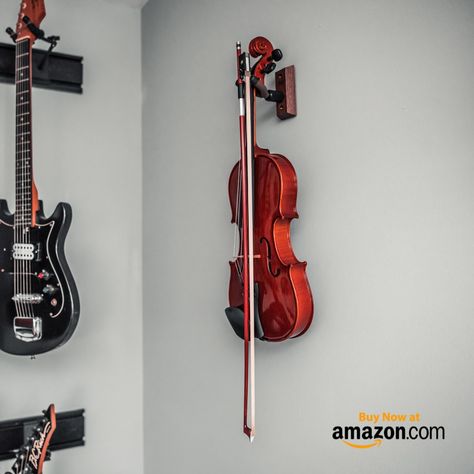 Decorating With Instruments, Violin Wall Mount, Violin On Wall, Violin Holder, Violin Decoration, Violin Stand, Cool Violins, Home Music Rooms, Music Rooms