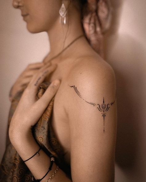 Thank you for all the beautiful projects this year. We added shoulder ornaments to Patricia‘s healed arm and hand (no touch… | Instagram Spiritual Shoulder Tattoos For Women, Ornamental Bicep Tattoo, Tattoo For Shoulder, Meaningful Shoulder Tattoos For Women, Tattoo On The Shoulder, Thank You Tattoo, Arm Tattoo Inspiration, Shoulder Arm Tattoo, Shoulders Tattoo