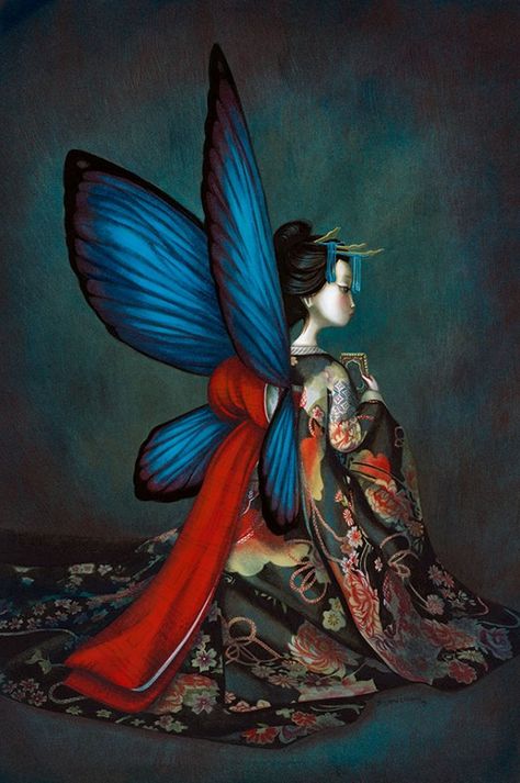 Benjamin Lacombe - Illustration Benjamin Lacombe, Art Papillon, Shutter Island, Madame Butterfly, Hur Man Målar, Lowbrow Art, Art Et Illustration, Beautiful Fairies, Pop Surrealism