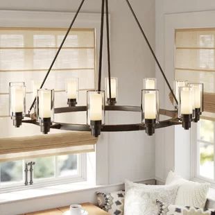 Laurel Foundry Modern Farmhouse® Chandeliers You'll Love in 2021 | Wayfair Horizontal Chandelier, Circular Chandelier, Modern Farmhouse Chandelier, Colorado House, Rustic Entryway, Transitional Contemporary, Wheel Chandelier, Steel Canopy, Rectangle Chandelier