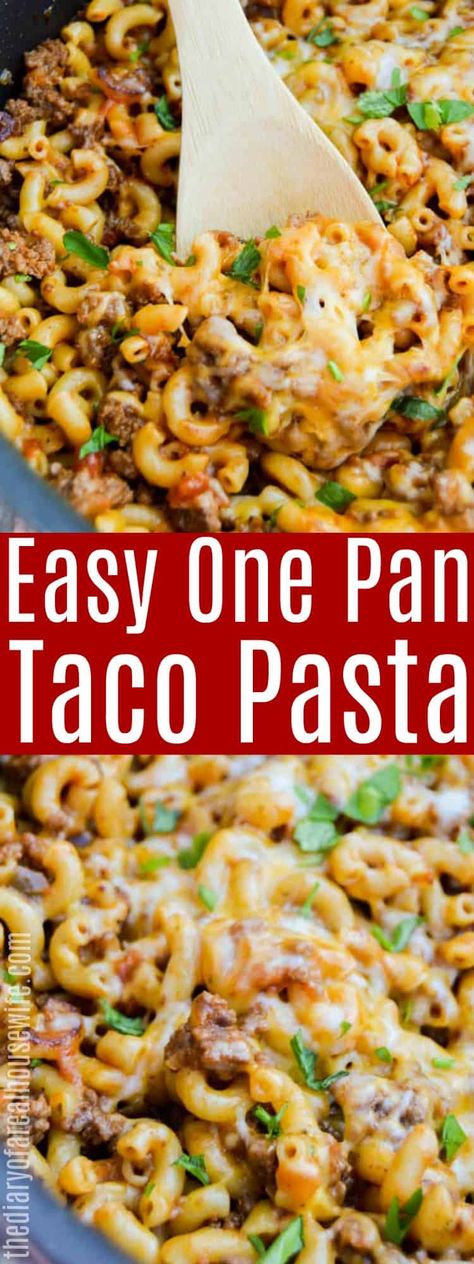 THE BEST One Pan Taco Pasta! I LOVE this recipe. #groundbeef #taco Pasta Taco, Taco Pasta Recipes, Recipe With Ground Beef, Pan Pasta, Pasta Easy, Pastas Recipes, Ground Beef Stroganoff, Macaroni Recipes, Taco Pasta