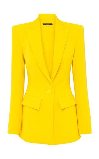 Bright Blazer, Military Style Coats, Crepe Blazer, Yellow Blazer, Unique Sweaters, Alex Perry, Beach Dresses Summer, Military Style Jackets, Crop Top Sweatshirt