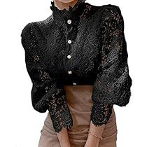 Stand Collar Blouse, Women Lace Blouse, Lace Blouse Long Sleeve, Patch Work Blouse, Patchwork Shirt, Feminine Blouses, Petal Sleeve, Elegant Blouses, Lace Patchwork