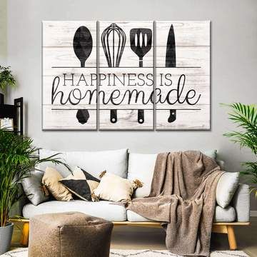 Typography Wall Art | Canvas Prints | ElephantStock Homemade Wall Art, Kitchen Decoration Ideas, Kitchen 2022, Cricut Signs, Happiness Is Homemade, Kitchen Decor Wall Art, Kitchen Decor Ideas, Decoration Kitchen, Large Dining Room