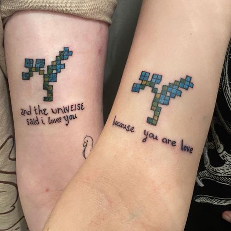 Simple Minecraft Tattoo, Minecraft Tatoos Ideas, Matching Minecraft Tattoos, Minecraft Poem Tattoo, Minecraft Heart Tattoo, Minecraft Flower Tattoo, Minecraft End Poem Tattoo, Despite Everything Its Still You Tattoo, Homestuck Tattoo