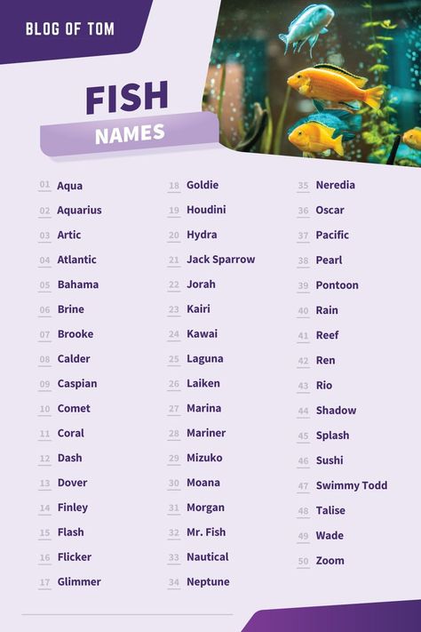 Fish Names Name For Fish Pet, Names For Goldfish, Betta Fish Names Ideas, Beta Fish Name Ideas, Fish Names Ideas Funny, Names For Fish Pet, Betta Fish Names Male, Fish Names Ideas Cute, Class Names Ideas