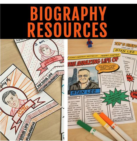 Biography Resources for the Classroom Biography Anchor Chart, Biography Project Elementary, Biography Poster, Autobiography Project, Biography Lesson, Biography Book Report, Biography Writing, Biography Report, Biography Projects