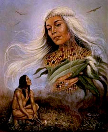 Corn Mother, also called Corn Maiden ,  mythological figure believed, among indigenous agricultural tribes in North America, to be responsible for the origin of corn (maize).The Corn Mother is the nourishment aspect of the Goddess and is most commonly associated with grain harvest. She is the Mother Goddess who nurtures those around Her with food and is the conceptual representation of ‘what we will reap we will sow’.” Native American Mythology, Native American Woman, Oh My Goddess, Native American Artwork, Sacred Feminine, Mother Goddess, American Indian Art, American Spirit, American Woman