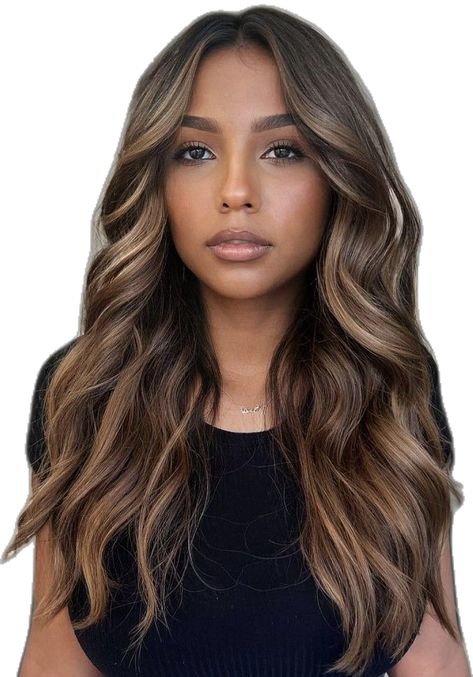 Balyage On Black Hair, Black Hair With Brown Highlights, Balyage Long Hair, Sunkissed Hair Brunette, Black Hair Balayage, Brunette Hair With Highlights, Black Hair With Highlights, Hoco Hairstyles, Brunette Balayage Hair