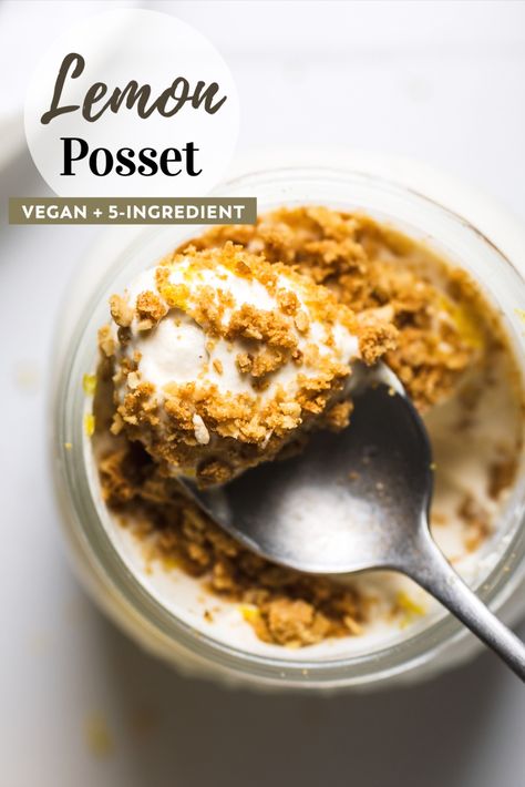 Easy Vegan Lemon Posset (5 Ingredients) Vegan Summer Desserts, Tofu Lettuce Wraps, Banana Bread Mug, Desserts Quick, Lemon Posset, Vegan Mug Cakes, Peanut Butter Swirl Brownies, Chocolate Swiss Meringue Buttercream, Vegan Biscuits