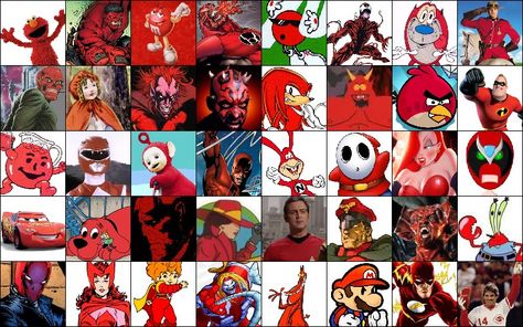 Red Characters Cartoon, Red Cartoon Characters, Red Characters, Color Groups, Illyana Rasputin, Rainbow Cartoon, Colorful Characters, Art Style Challenge, Classic Cartoon Characters