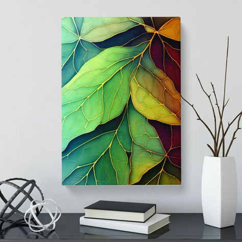 Leave Painting, Modern Abstract Art Painting, Boom Kunst, Leaves Watercolor, Modern Art Paintings Abstract, Unique Sculptures, Ivy Leaf, Acrylic Painting Techniques, 3d Painting