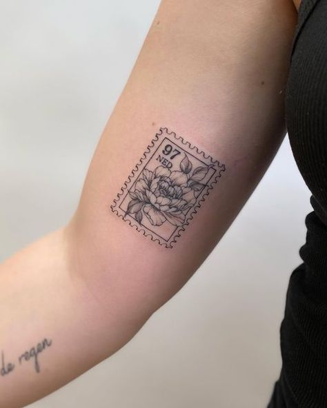 Georgia Stamp Tattoo, Love Letter Tattoo, Italy Tattoo, Stamp Tattoo, Small Tattoo Ideas, London Tattoo, Bff Tattoos, Thigh Tattoos, Cute Little Tattoos