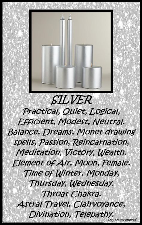 Silver Candle Magic, Candle Color Meanings Magic, Candle Magic Colors, Candle Meanings, Candle Magik, My Book Of Shadows, Candle Meaning, Candle Color Meanings, Candle Magic Spells