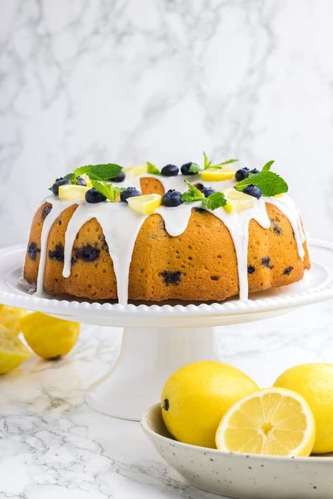 Lemon Blueberry Bundt, Lemon Blueberry Bundt Cake, Blueberry Bundt, Southern Pound Cake, Blueberry Bundt Cake, Make From Scratch, Lemon Icing, Lemon Pound Cake, Wood Spoon