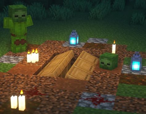 Minecraft Gothic Decoration, Minecraft Protection Wall, Decorative Minecraft Builds, Useful Builds In Minecraft, Minecraft Cemetery Build, Minecraft City Center Ideas, Minecraft Bonfire Ideas, Minecraft Resident Evil, Minecraft Book And Quill Ideas