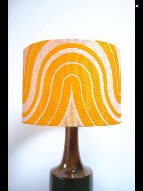 Midcentury Fabric, Retro Lampshade, 70s Fabric, Sanderson Fabric, Fabric Lampshade, Retro Fabric, Retro 70s, Gold Geometric, Lampshades