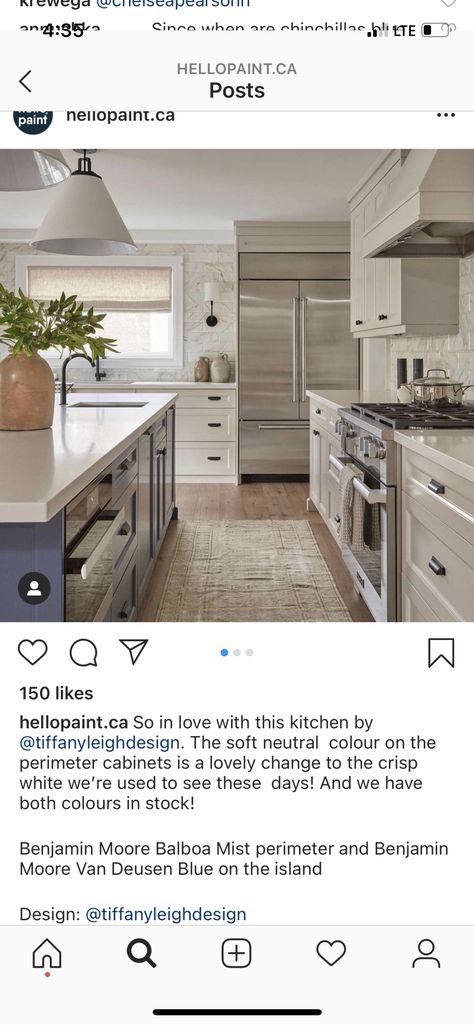 Balboa Mist Benjamin Moore Kitchen, Balboa Mist Cabinets, Balboa Mist Kitchen, Balboa Mist Benjamin Moore, Benjamin Moore Balboa Mist, Moore Kitchen, Benjamin Moore Kitchen, Van Deusen Blue, Balboa Mist