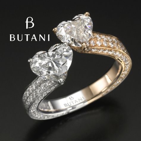 Heart Shape Diamond Ring Design, Butani Jewellery, Heart Shaped Solitaire Ring, Heart Shape Diamond Ring, Twin Rings, Heart Shaped Engagement Rings, Engagement Rings Wedding Bands Set, Heart Rings, Jewellery Diamond