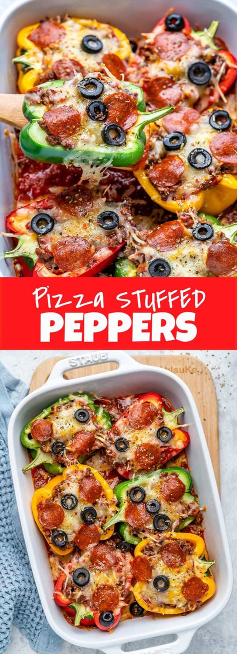 Hawaiian Pizza Stuffed Peppers, Healthy Dinner Recipes Pizza, Pizza Stuffed Peppers, Clean Eating Pizza, Pepper Pizza, Eating Pizza, Clean Food Crush, Food Crush, Clean Food