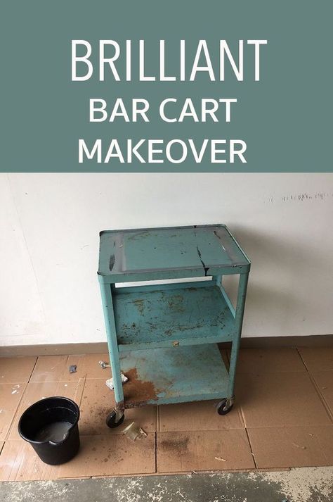 This is so cool! Metal Cart Makeover, Kitchen Cart Makeover, Furniture Remake, Refurbishing Furniture, Kitchen Carts, Metal Cart, Diy Bar Cart, Repurposing Ideas, Furniture Flips