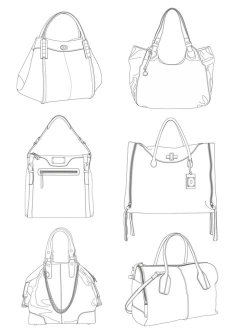 Bag Design by Samuel Scalzo, via Behance Bag Design Drawing, Bag Flat Sketch, Bag Design Sketch, Bag Technical Drawing, Bag Sketch, Technical Flats, How To Sketch, Handbag Design, Sketch Fashion