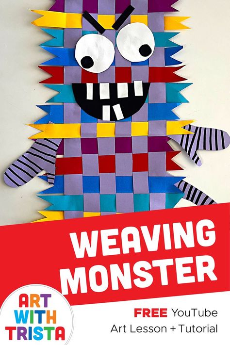 How to make a paper weaving and turn it into a monster for a fun Halloween art project. Monster Video, Halloween Art Lessons, Art Teacher Resources, Halloween Art Projects, Paper Weaving, Video Art, Camping Art, Monster Art, Art Lesson