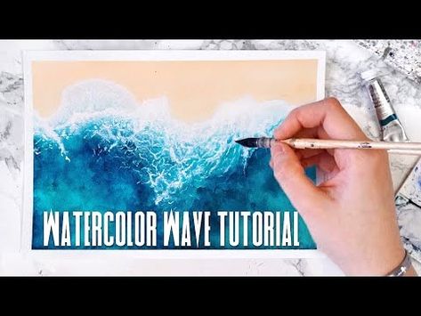 How To Paint Waves Watercolor, Watercolor Ocean Tutorial, Wave Painting Abstract, How To Paint Waves, Watercolour Ocean, Ocean Scape, Paint Ocean, Watercolor Seascapes, Paint Waves