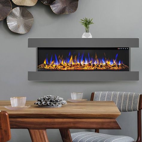 GLOW FIRE Electric Fireplace with Heater and Fireplace (Wall Fireplace Clear 36) - Electric Fireplace with LED Fire in 3 Colours, Fan Heater, Decoration & Remote Control - for Hanging on the Wall - : Amazon.de: Pet Supplies Electric Fireplace Wall, Wall Fireplace, Electric Fireplace Heater, Fireplace Heater, Fireplace Wall, Electric Fireplace, Fireplace Decor, Wooden Decor, Wood And Metal