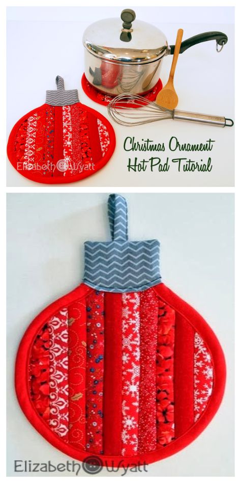 DIY Fabric Christmas Pot Holder Free Sewing Patterns & Paid | Fabric Art DIY Quilted Potholder Pattern, Hot Pads Tutorial, Christmas Sewing Patterns, Christmas Potholders, Christmas Mug Rugs, Sewing Christmas Gifts, Trees Fabric, Mug Rug Patterns, Christmas Sewing Projects