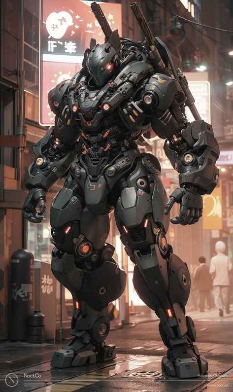 Futuristic Mech Suit, Futuristic Power Armor, Cyberpunk Power Armor, Chitin Armor Concept Art, Anime Power Armor, Robot Soldier Art, Mech Concept Art Robots, Futuristic Exosuit, Mech Armor Suits