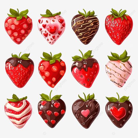 set of cartoon romantic strawberries in chocolate strawberries for valentine s day strawberry choc Strawberries In Chocolate, Chocolate Clipart, Strawberry Illustration, Strawberry Clipart, Cartoon Clipart, Valentine Clipart, Transparent Image, Chocolate Strawberry, Clipart Cartoon