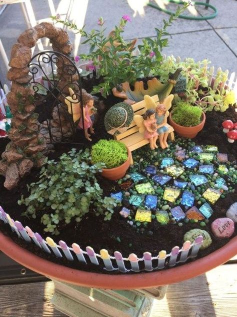 Miniature Garden Maintenance: Keeping Your Tiny World Thriving - Garden Makeover Fairy Garden Diy Pots & Planters, Small Fairy Garden Ideas, Fairy Garden Design Ideas, Miniature Garden Design, Magical Fairy Garden, Vegtable Garden, Fairy Garden Ideas, Fairy Garden Plants, Fairy Garden Designs