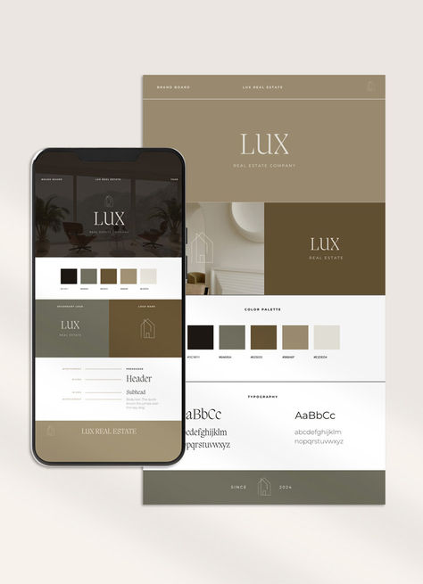 Elevate your real estate brand effortlessly with our Canva Real Estate Brand Board Template! Ideal for realtors and property managers, this editable kit includes logo variations, color palettes, font pairings, mood boards, and social media templates. Perfect for a polished and cohesive brand identity. User-friendly and instantly downloadable, it's designed for both print and digital use. Make a lasting impression and transform your real estate marketing materials today! Real Estate Brand Colors, Real Estate Mood Board, Real Estate Branding Ideas, Luxury Real Estate Brochure, Canva Real Estate, Blog Branding Kit, Realtor Logo Design, Real Estate Agent Branding, Brand Board Template