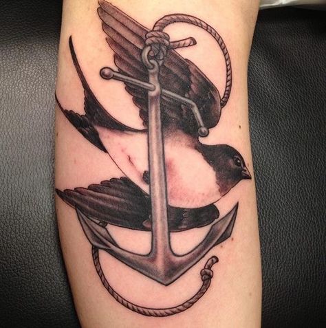 Anchor Sparrow Tattoo Swallow Bird Tattoos, Sparrow Tattoo, Rose Tattoos For Women, Swallow Tattoo, Anchor Tattoos, Anchor Tattoo, Bird Tattoo, Calf Tattoo, Up Tattoos