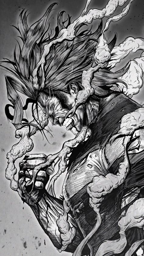 free wallpapers 4K almighty, my hero academia, anime, character, warrior, evil, smoke, black and white, art for mobile and desktop Naruto Sketch Drawing, Dragon Ball Painting, Bleach Anime Art, Manga Drawing Tutorials, Anime Drawing Books, All Might, Wallpapers Images, Anime Shadow, Anime Artwork Wallpaper