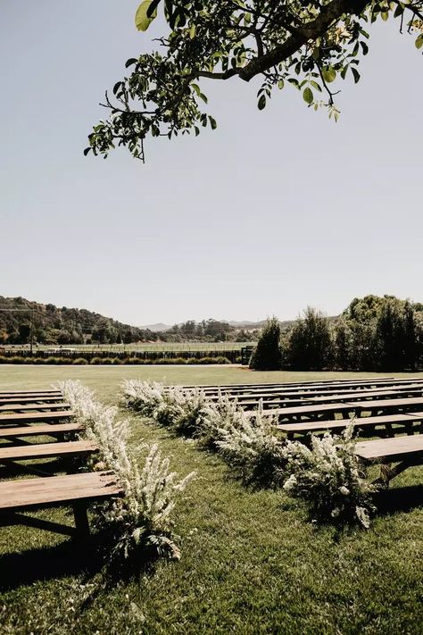 Wedding Bench, Wedding Aisle Outdoor, Wedding Ceremony Seating, Wedding Isles, Romantic Outdoor Wedding, Wedding Aisle Decorations, Ceremony Seating, Outside Wedding, Wedding Vibes