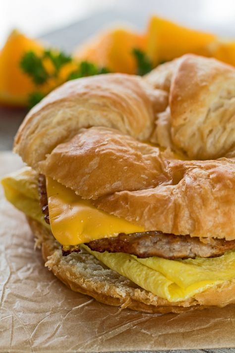 Burger King Sausage, Egg, & Cheese Croissan'Wich Copycat Recipe 🤤 Recipe made in collaboration with @BakeWithLove! Copycat Burger King, Burger King Breakfast, Croissant Breakfast Sandwich, Classic Egg Salad, Egg And Cheese Sandwich, Egg Cheese, Copykat Recipes, Copycat Restaurant Recipes, Breakfast Recipes Casserole