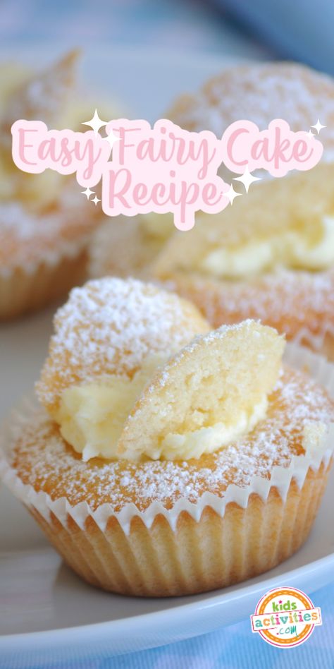 Easy Fairy Cake Recipe | Kids Activities Blog Easy Fairy Cake, Fairy Cakes Recipe, Fairy Recipes, Fair Cake, Fairy Birthday Cake, Hot Desserts, Uk Recipes, Cake Writing, Fairy Cake