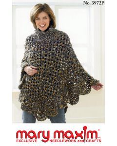 Poncho Pattern Poncho Haken, Cape Au Crochet, Poncho Au Crochet, Crochet Capelet, Crochet Cowl Free Pattern, Knifty Knitter, Crochet Cape, Mary Maxim, Crochet Poncho Patterns