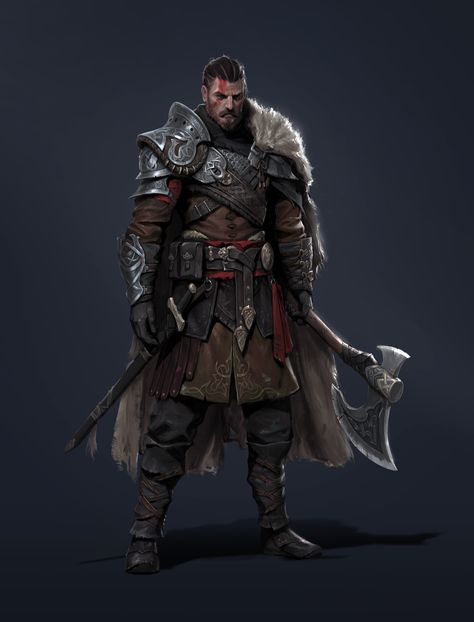 Kings Guard, Artstation Concept Art, Viking Character, Viking Armor, Warrior Concept Art, Jun K, Male Characters, Viking Art, Dungeons And Dragons Characters