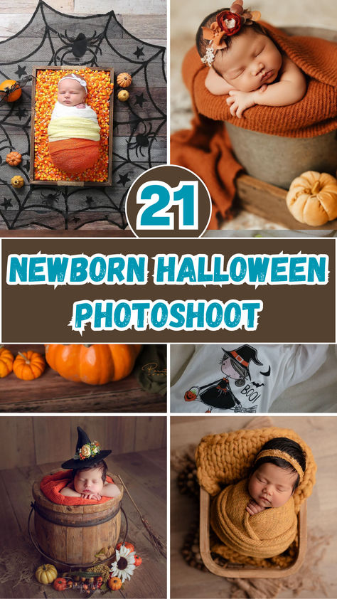 Looking to capture your baby's first Halloween in the cutest way possible? These 21 creative and adorable newborn Halloween photoshoot ideas will melt your heart! From tiny pumpkins to spooky costumes, you'll find the perfect inspiration to make your little one's photoshoot memorable. Get ready for some seriously sweet and spooky baby pics! Newborn Photoshoot Halloween, Newborn Halloween Picture Ideas, Newborn Diy Costume, Fall Newborn Photo Ideas, Newborn Halloween Photoshoot At Home, Diy Newborn Halloween Photos, Newborn Baby Photo Shoot Ideas At Home, Newborn Pumpkin Photoshoot, Newborn In Pumpkin